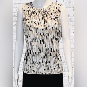 Calvin Klein Black and Red Graphic Sleeveless Blouse